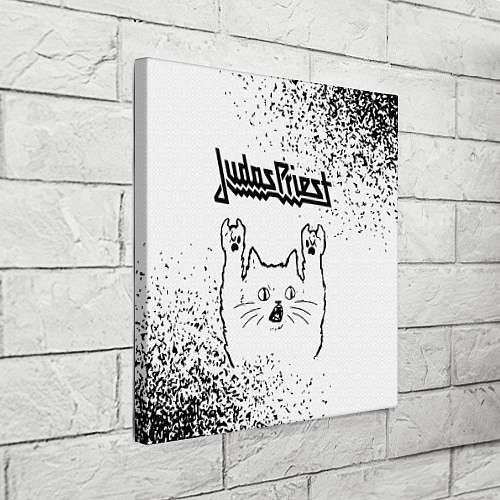 Картина квадратная Judas Priest рок кот на светлом фоне / 3D-принт – фото 3