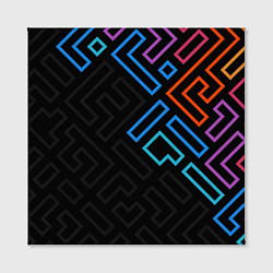 Холст квадратный Геометрические фигуры на тёмном фоне тетрис, цвет: 3D-принт — фото 2
