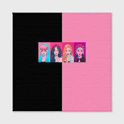 Холст квадратный Группа Black pink на черно-розовом фоне, цвет: 3D-принт — фото 2