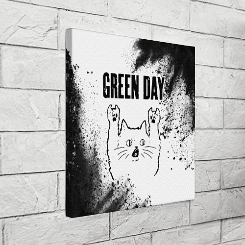 Картина квадратная Green Day рок кот на светлом фоне / 3D-принт – фото 3