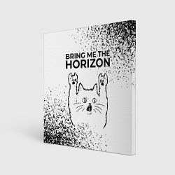 Холст квадратный Bring Me the Horizon рок кот на светлом фоне, цвет: 3D-принт