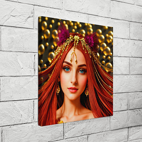 Картина квадратная Девушка с распущенными красными волосами / 3D-принт – фото 3