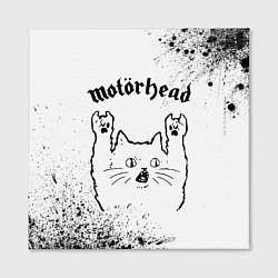 Холст квадратный Motorhead рок кот на светлом фоне, цвет: 3D-принт — фото 2