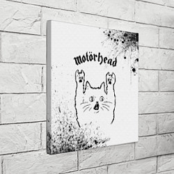 Холст квадратный Motorhead рок кот на светлом фоне, цвет: 3D-принт — фото 2