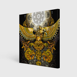 Холст квадратный Золотой орёл - славянский орнамент, цвет: 3D-принт