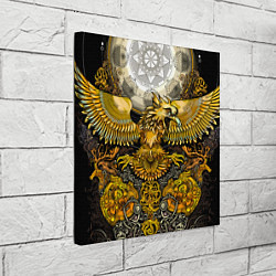 Холст квадратный Золотой орёл - славянский орнамент, цвет: 3D-принт — фото 2