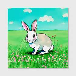 Холст квадратный Заяц на лугу рисунок, цвет: 3D-принт — фото 2