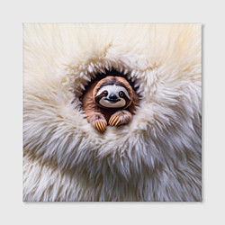 Холст квадратный Ленивец в меху, цвет: 3D-принт — фото 2