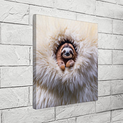 Холст квадратный Ленивец в меху, цвет: 3D-принт — фото 2