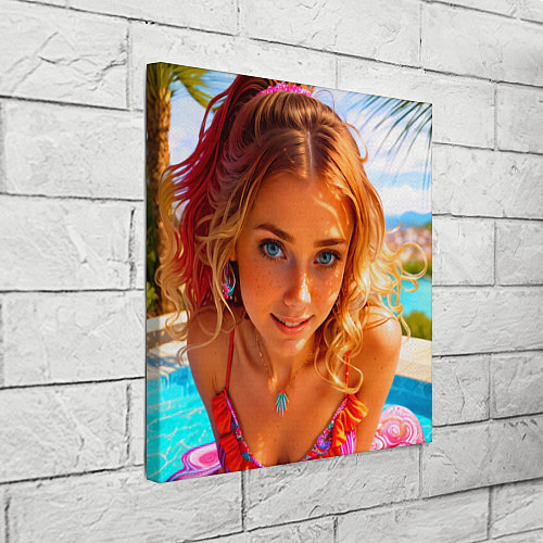 Картина квадратная Девушка на курорте у бассейна / 3D-принт – фото 3