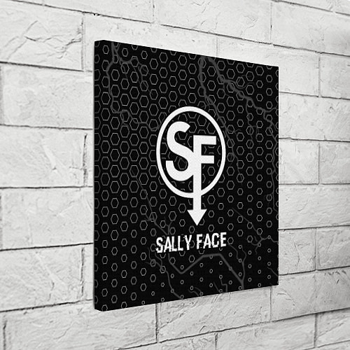 Картина квадратная Sally Face glitch на темном фоне / 3D-принт – фото 3