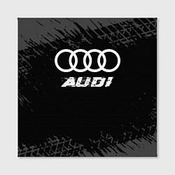 Холст квадратный Audi speed на темном фоне со следами шин, цвет: 3D-принт — фото 2
