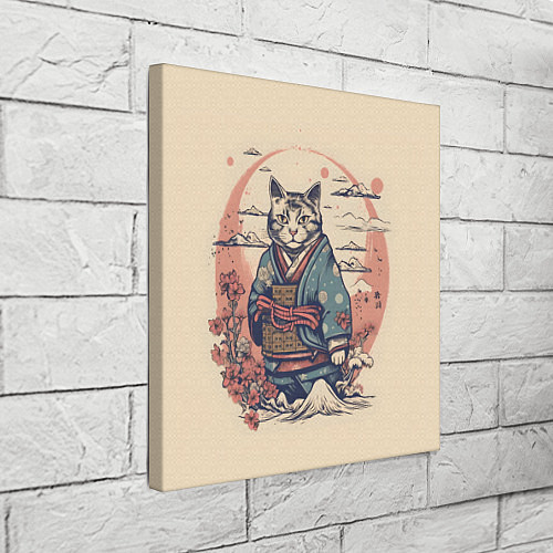 Картина квадратная Кот-самурай / 3D-принт – фото 3