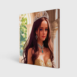 Холст квадратный Девушка принцесса в алмазных украшениях, цвет: 3D-принт