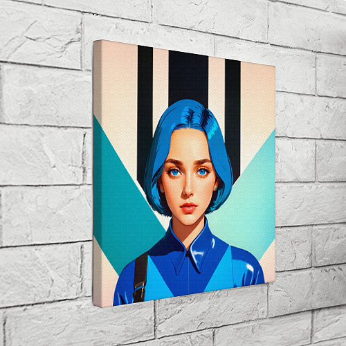 Картина квадратная Девушка в рубашке с синими волосами / 3D-принт – фото 3