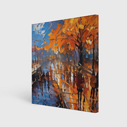 Холст квадратный Осенний город импрессионизм, цвет: 3D-принт