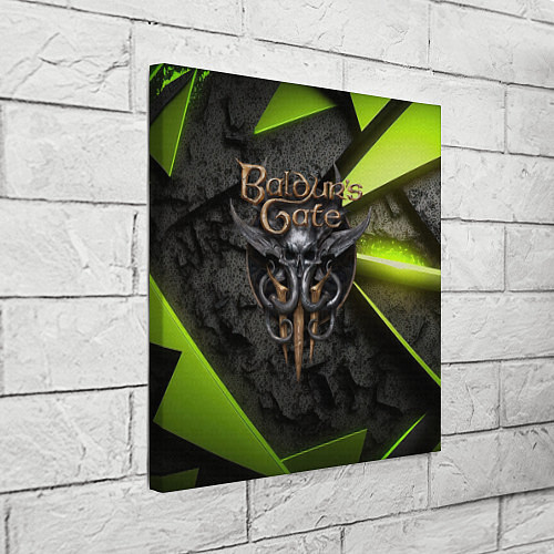 Картина квадратная Baldurs Gate 3 logo green abstract / 3D-принт – фото 3