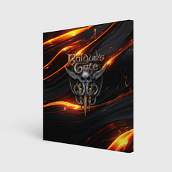 Холст квадратный Baldurs Gate 3 logo gold, цвет: 3D-принт