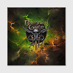 Холст квадратный Baldurs Gate 3 logo dark green fire, цвет: 3D-принт — фото 2