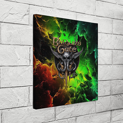Картина квадратная Baldurs Gate 3 logo dark red green fire / 3D-принт – фото 3