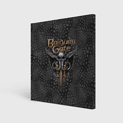 Холст квадратный Baldurs Gate 3 logo dark black, цвет: 3D-принт