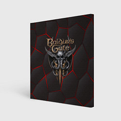 Холст квадратный Baldurs Gate 3 logo red black geometry, цвет: 3D-принт