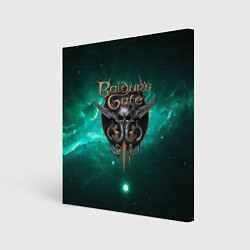 Холст квадратный Baldurs Gate 3 logo green, цвет: 3D-принт