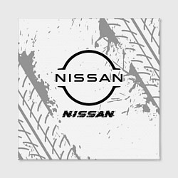 Холст квадратный Nissan speed на светлом фоне со следами шин, цвет: 3D-принт — фото 2