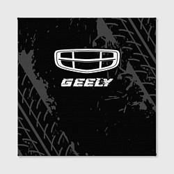 Холст квадратный Geely speed на темном фоне со следами шин, цвет: 3D-принт — фото 2