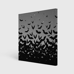Холст квадратный Серый фон и летучие мыши, цвет: 3D-принт