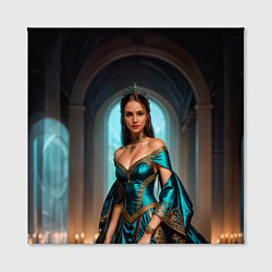 Холст квадратный Девушка принцесса в бирюзовом платье с драгоценнос, цвет: 3D-принт — фото 2