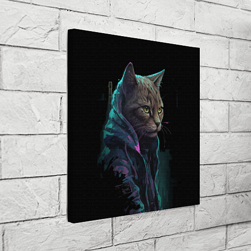 Картина квадратная Кот киберпанк / 3D-принт – фото 3