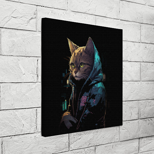 Картина квадратная Кот в стиле киберпанк / 3D-принт – фото 3