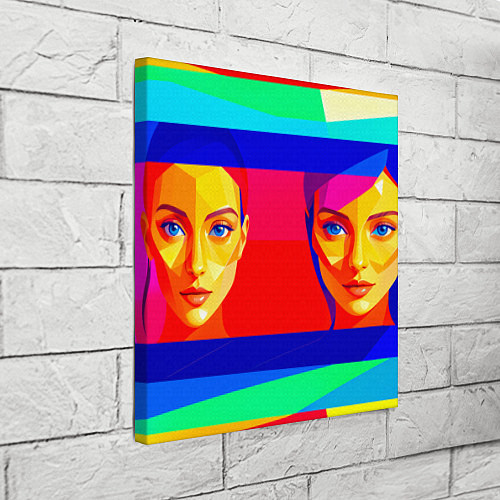 Картина квадратная Две голубоглазые девушки в прямоугольной рамке / 3D-принт – фото 3