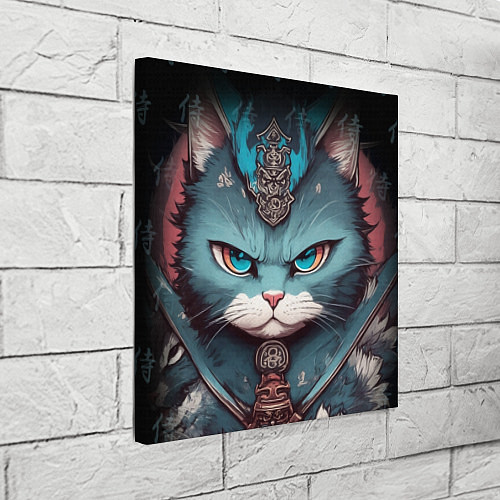 Картина квадратная Кот самурай сердитый / 3D-принт – фото 3