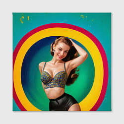 Холст квадратный Девушка в красочном расшитом топе на фоне цветных, цвет: 3D-принт — фото 2