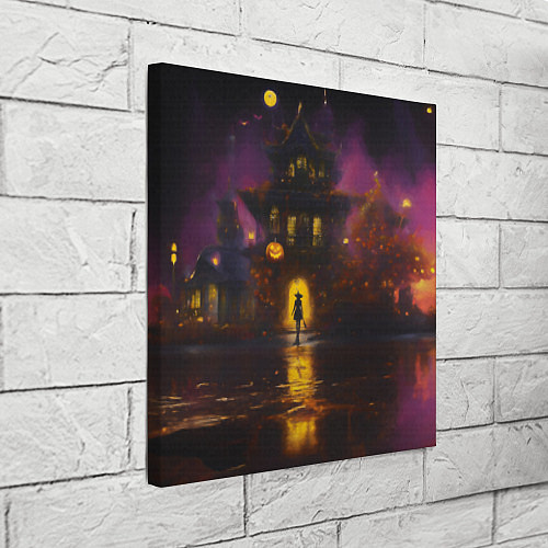 Картина квадратная Жуткий дом и ведьма с метлой / 3D-принт – фото 3