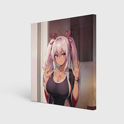 Картина квадратная Милая аниме блондинка