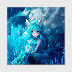 Холст квадратный Снежная лиса в стиле аниме, цвет: 3D-принт — фото 2