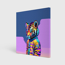 Холст квадратный Cool tiger cub - pop art, цвет: 3D-принт