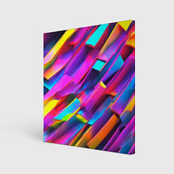 Холст квадратный Неоновые разноцветные пластины, цвет: 3D-принт