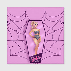 Холст квадратный Хэллоуин Барби в коробке на фоне паутины, цвет: 3D-принт — фото 2