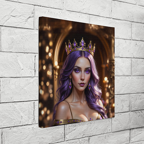 Картина квадратная Девушка с фиолетовыми волосами в короне / 3D-принт – фото 3