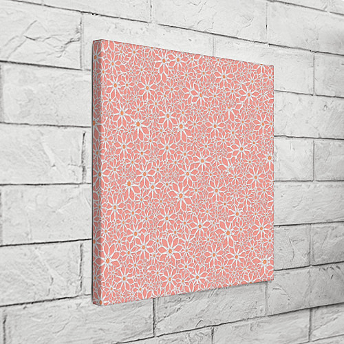 Картина квадратная Цветочный паттерн нежный персиковый / 3D-принт – фото 3