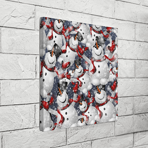 Картина квадратная Зимний паттерн со снеговиками / 3D-принт – фото 3
