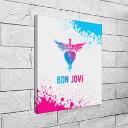 Холст квадратный Bon Jovi neon gradient style, цвет: 3D-принт — фото 2