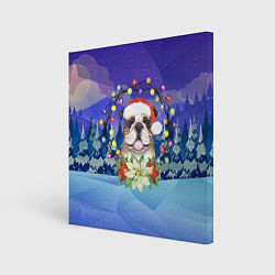 Холст квадратный Новогодний пёс, цвет: 3D-принт