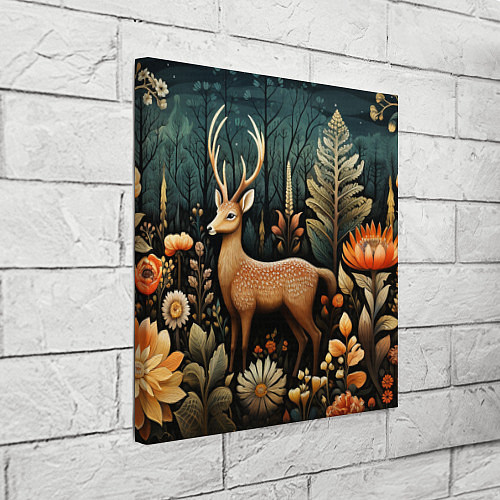 Картина квадратная Лесной олень в стиле фолк-арт / 3D-принт – фото 3