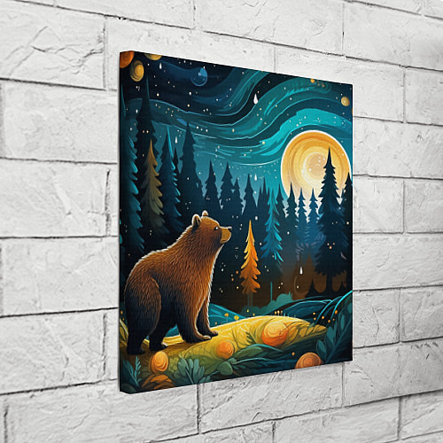 Картина квадратная Хозяин тайги: медведь в лесу / 3D-принт – фото 3