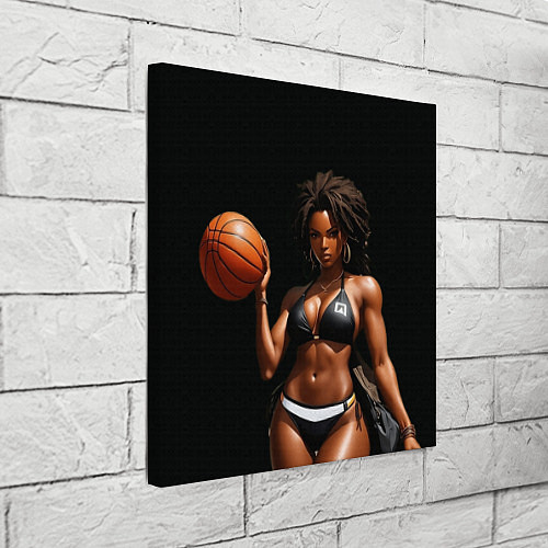 Картина квадратная Девушка с баскетбольным мячом / 3D-принт – фото 3